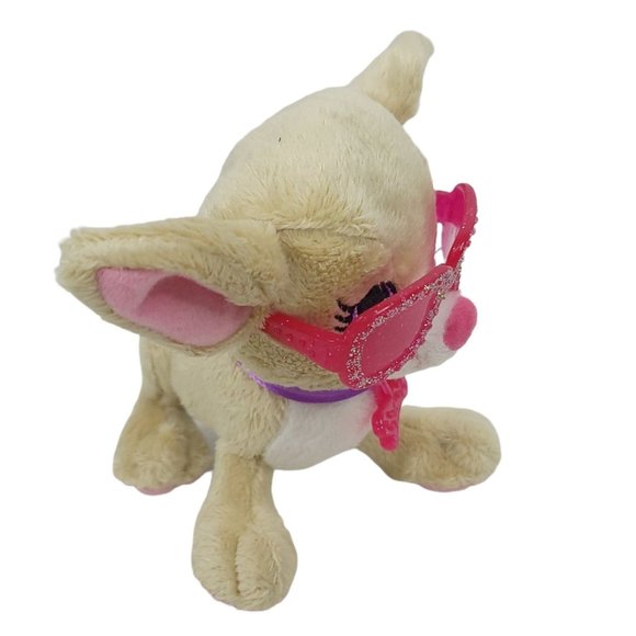 Mattel Barbie Dog Barking Puppy Plush 5" Stuffed Toy Tan Pink Sunglasses 2009 - Picture 5 of 9